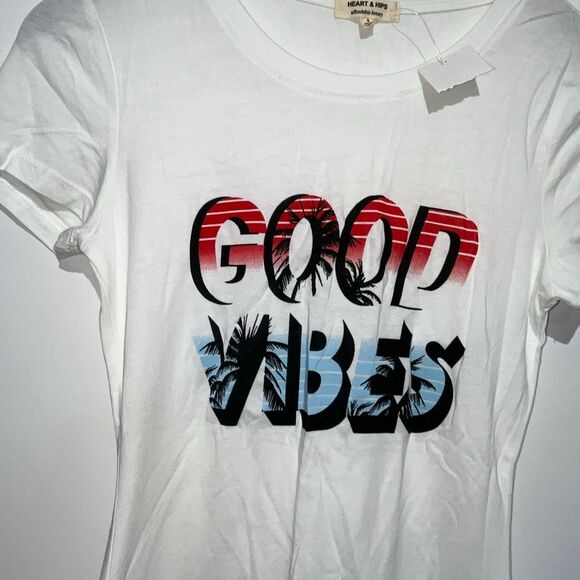 Heart & Hips Women's White Good Vibes Crew Neck Tunic T-Shirt Small NWT - Picture 5 of 8